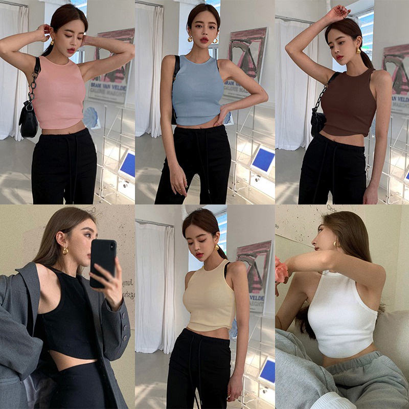 Áo Croptop Hai Dây Mỏng Ôm Dáng Thiết Kế Bất Đối Xứng Quyến Rũ Cho Nữ