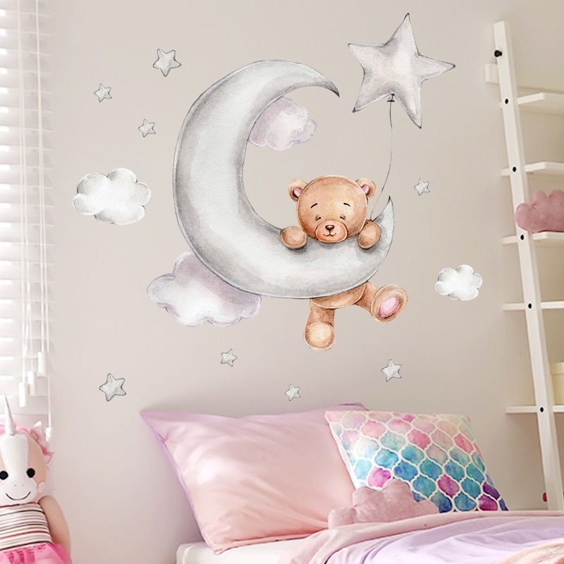 Giấy dán tường 45*30cm hoạt hình dễ thương trang trí phòng bé