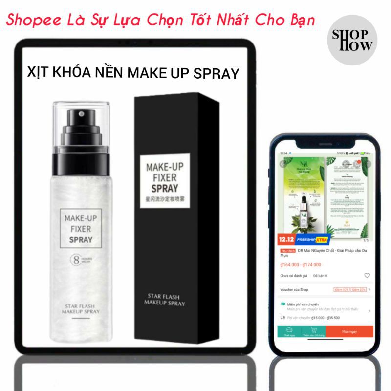 Xịt khóa nền khóa lớp trang điểm makeup dưỡng ấm bắt sáng