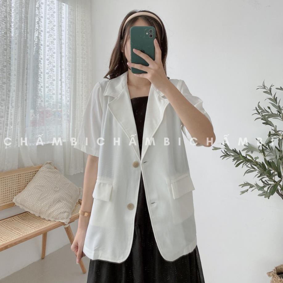 Áo khoác blazer A.016, áo khoác cổ vest cộc tay Hàn Quốc | BigBuy360 - bigbuy360.vn