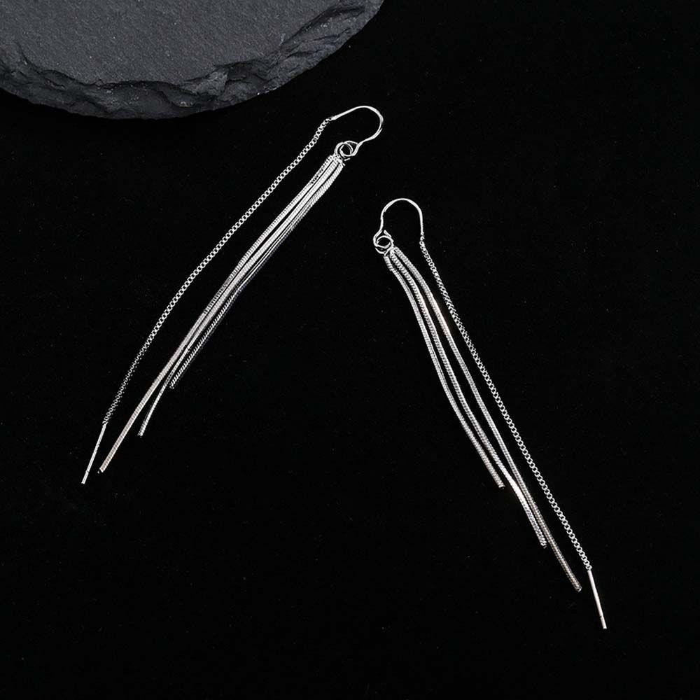 Bông Tai Dáng Dài Hình Chữ U Phối Tua Rua Thời Trang Cho Nữ