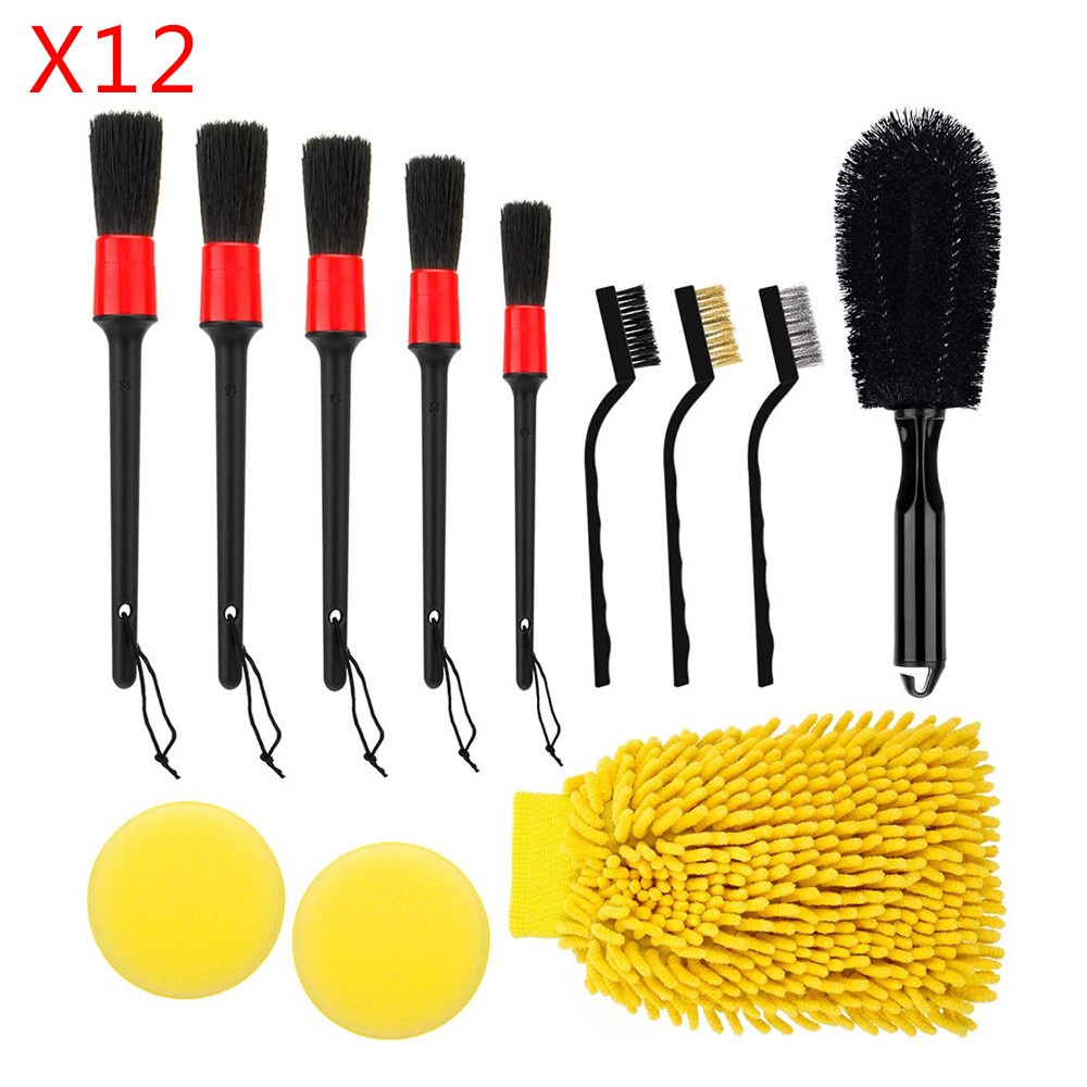 Set 12 dụng cụ làm sạch viền/khe hẹp xe hơi bền bỉ tiện dụng