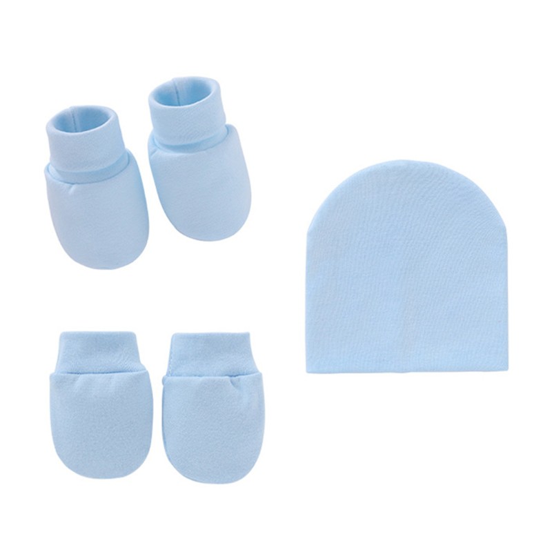 (Hàng Mới Về) Set Găng Tay + Nón + Găng Tay Cotton Chống Xước Cho Bé