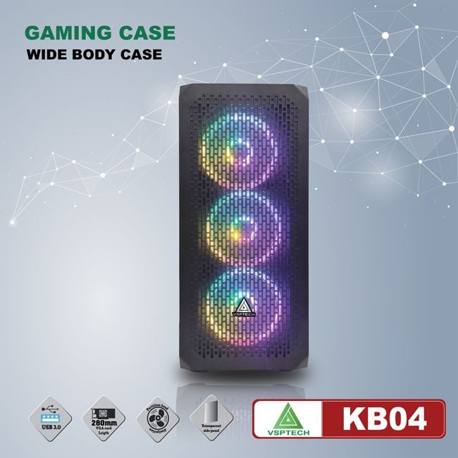 Thùng máy tính Case VSP CA KB04 1 mặt kính cường lực KHÔNG KÈM FAN