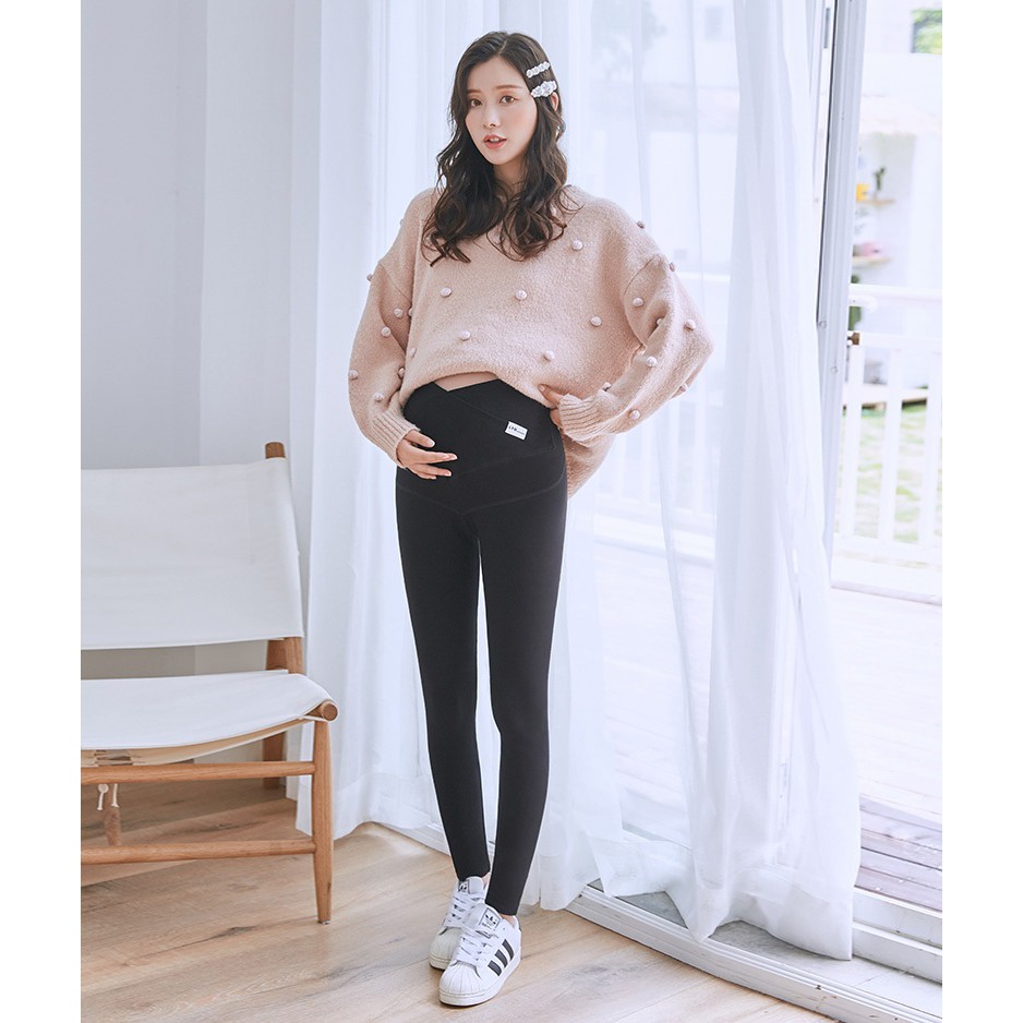 Quần legging bầu chất cotton dày có chun điều chỉnh thoải mái đến sinh