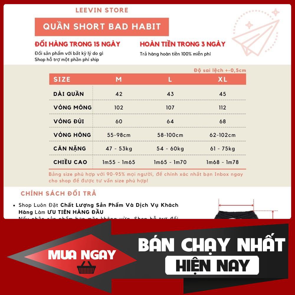 Quần Short Nam Nữ BAD.Habits LOGO Unisex - Quần Đùi Thỏ Xương nam nữ Form rộng - Leevin Store