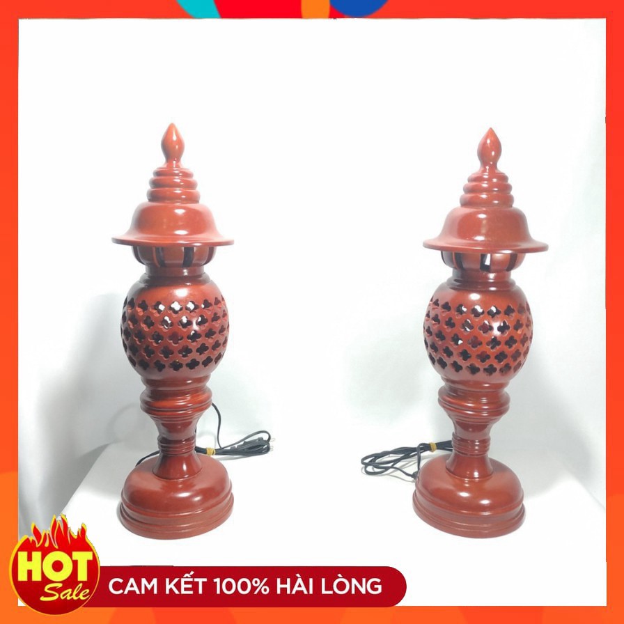 ((SIÊU HOT )) BỘ ĐÔI ĐÈN THỜ  ÀM BẰNG GỖ PHONG THỦY- KÈM BÓNG THỜ ( LOẠI CAO 48CM) ẢNH THẬT ((SIÊU SALE))