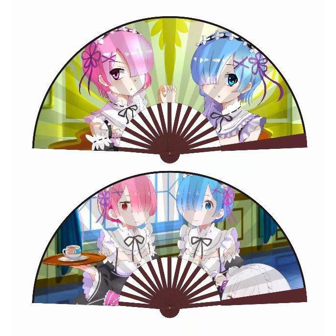 Quạt cầm tay nan 31cm anime chibi Re:Zero − Bắt đầu lại ở thế giới khác Jibaku Shounen Hanako-kun ác quỷ trong nhà xí