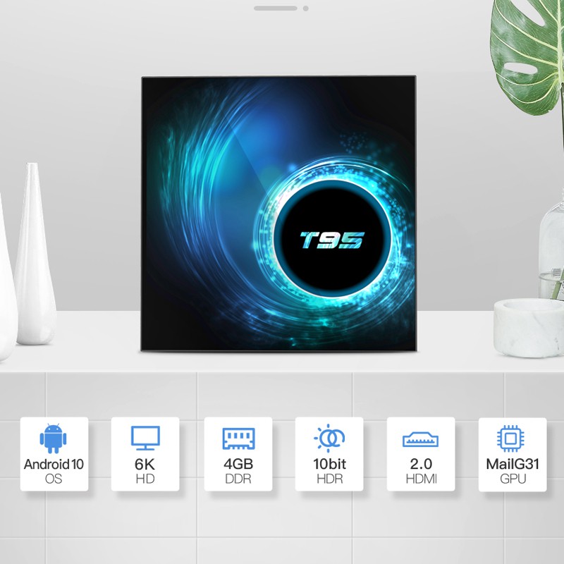 Android tivi box 4BG ram 32GB rom phiên bản android 10.0 bluetooth 5.0 băng tần wifi kép bảo hành 1 năm T95 tivi box rẻ