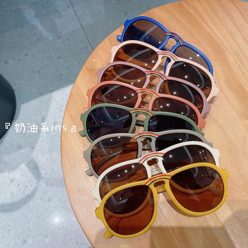 (KIQI-FASHION) COD Hàng Mới Về Mới Kính Mát Gọng Cầu Vồng Chống Tia Uv400 Thời Trang Cho Bé
