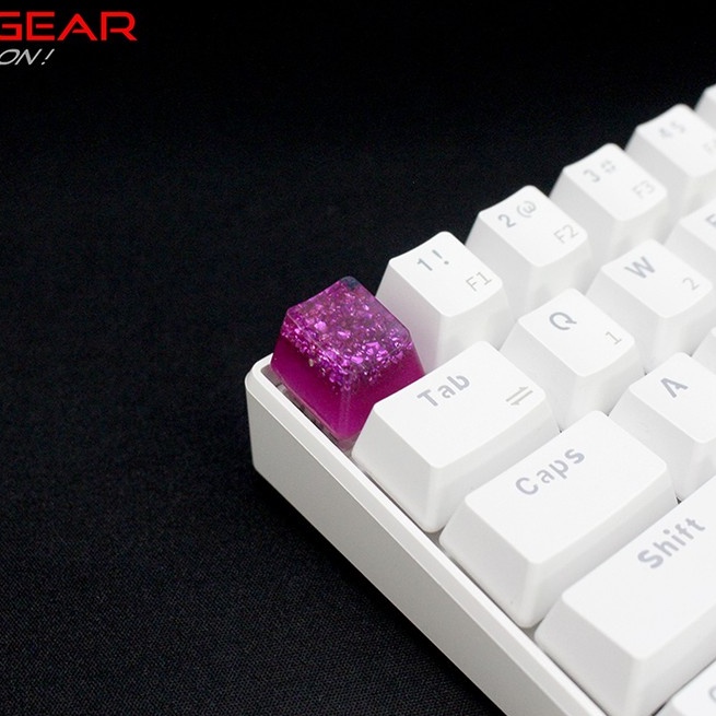 Keycap lẻ Artisan tinh thể tím hồng crystal chất liệu Resin Xuyên LED cực đẹp OEM profile