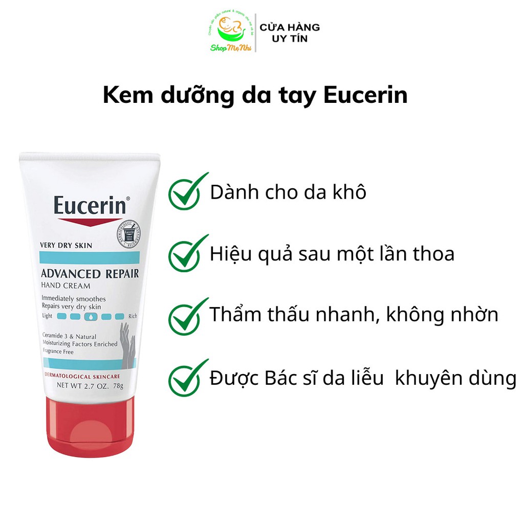 Kem dưỡng da tay Eucerin Advanced Repair Hand Cream dưỡng ẩm cho da khô.