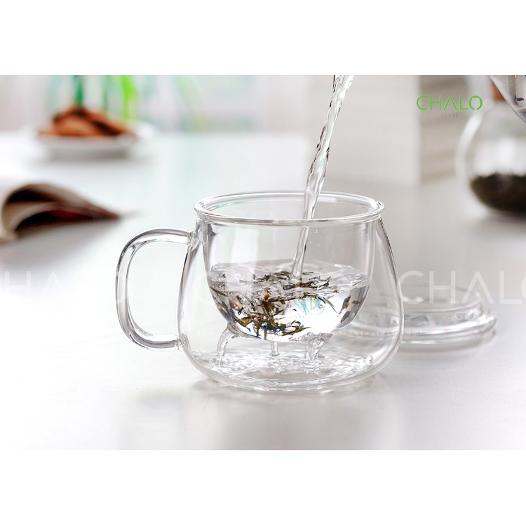 Cốc thủy tinh ủ trà dáng tròn 350ml (Thủy tinh chịu nhiệt - Borosilicat)