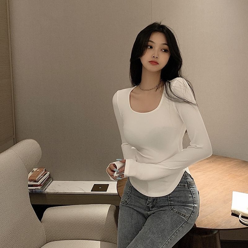 Áo thun COZOK tay dài cổ vuông phong cách Hàn Quốc hợp thời trang