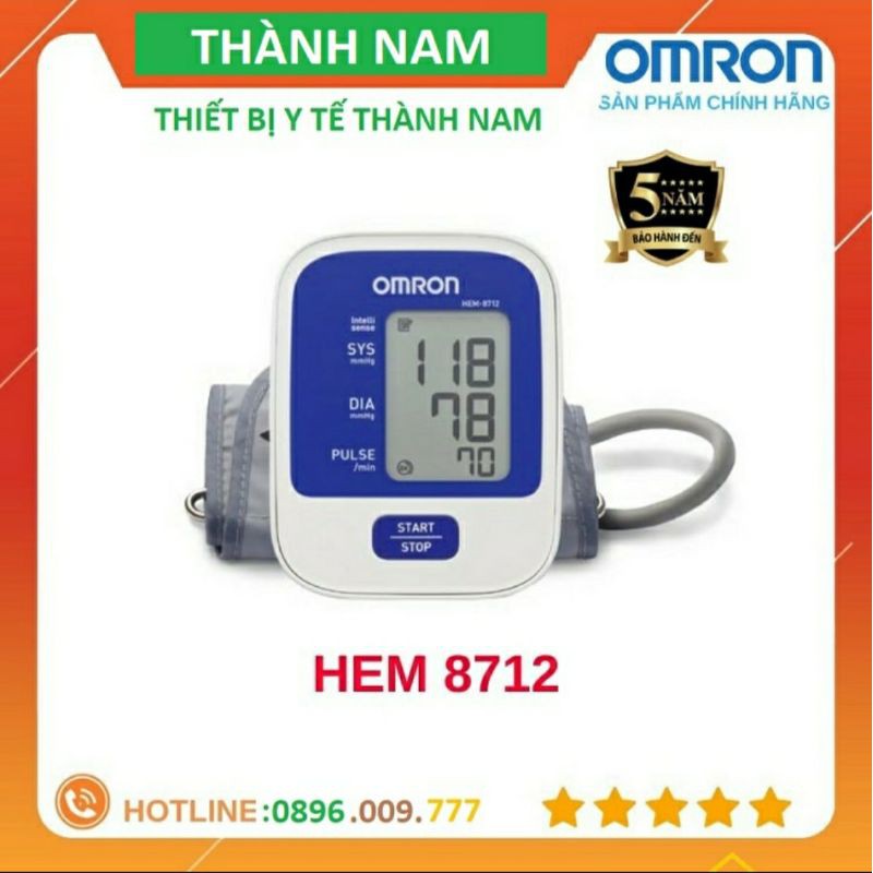 🌟Máy đo huyết áp bắp tay- Omron Hem 8712🌟 (Trắng phối xanh)