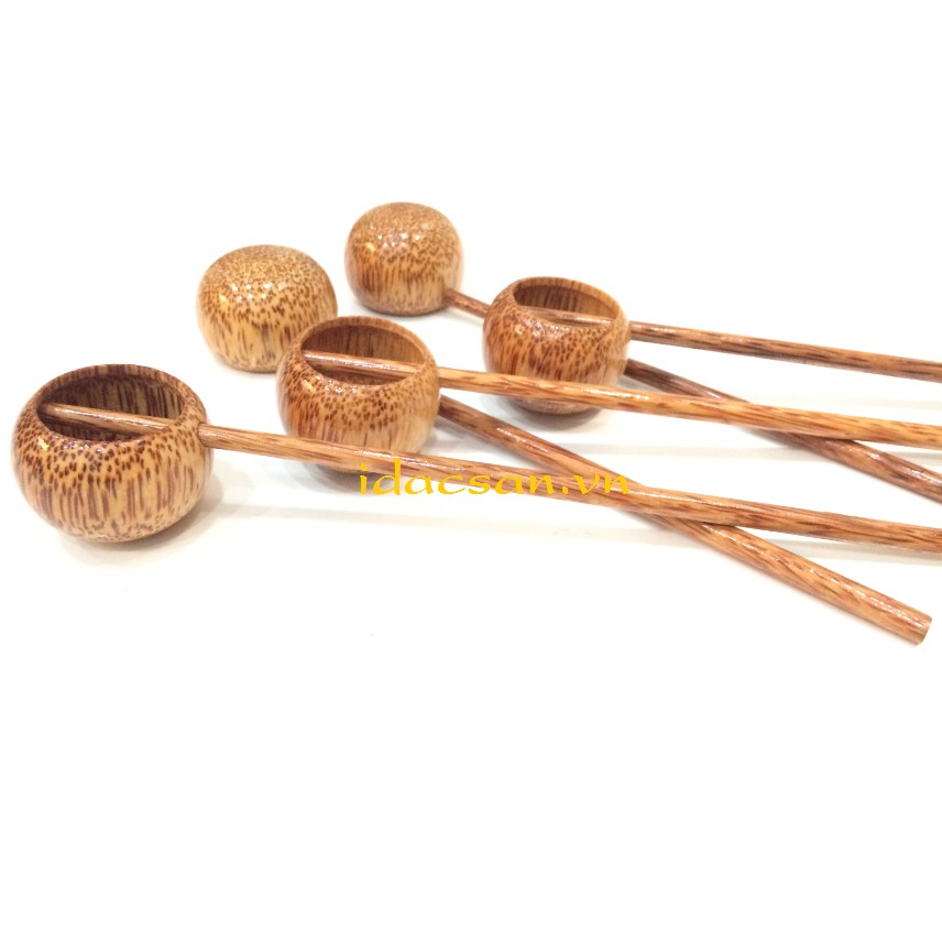 Gáo múc rượu gỗ dừa, cống đong rượu, ly vuông tròn có cán,  - Coconut wood spoon