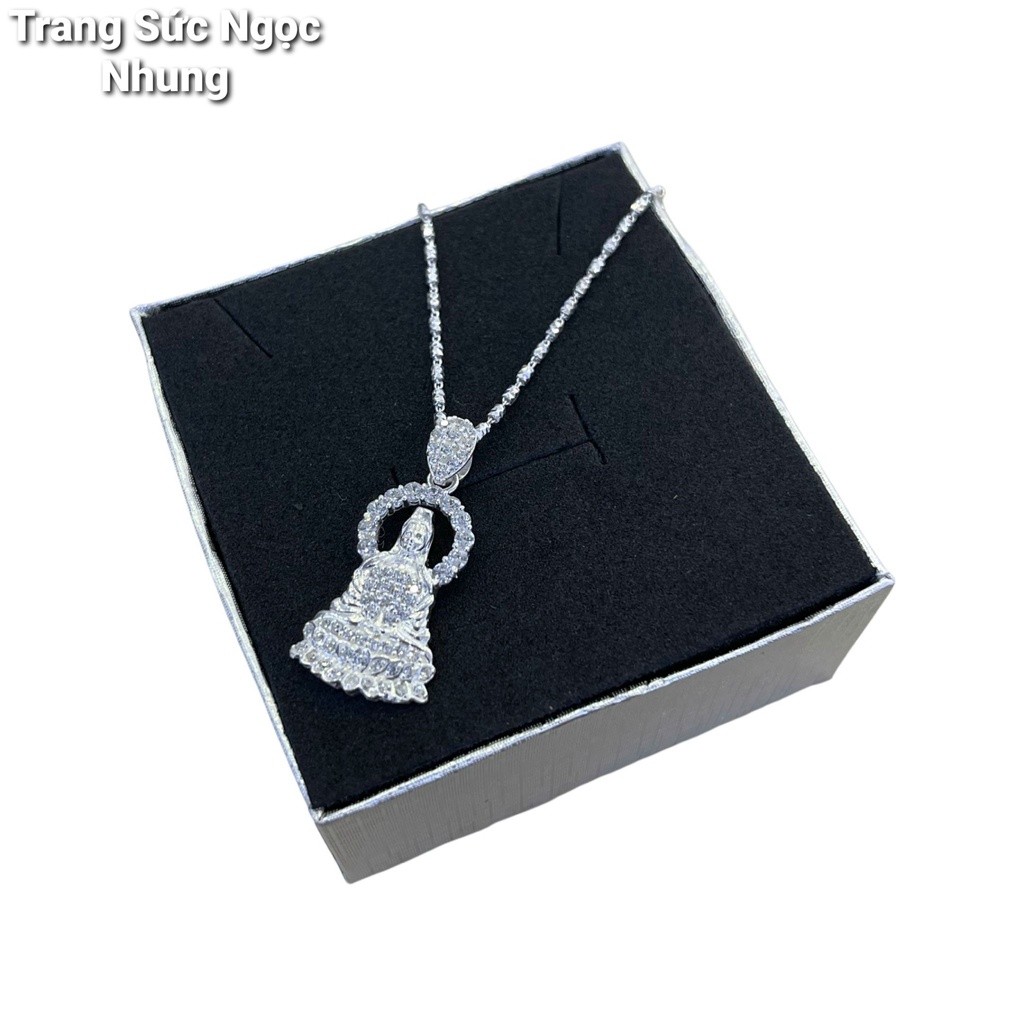 Mặt phật quan âm đính đá bạc ý-M82185