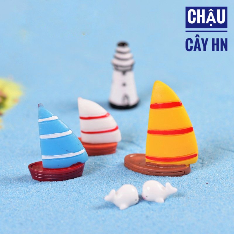 Tiểu cảnh trang trí - Thuyền buồm làm phụ kiện trang trí tiểu cảnh mini, cây để bàn, cây cảnh, terium làm mô hình, bể cá