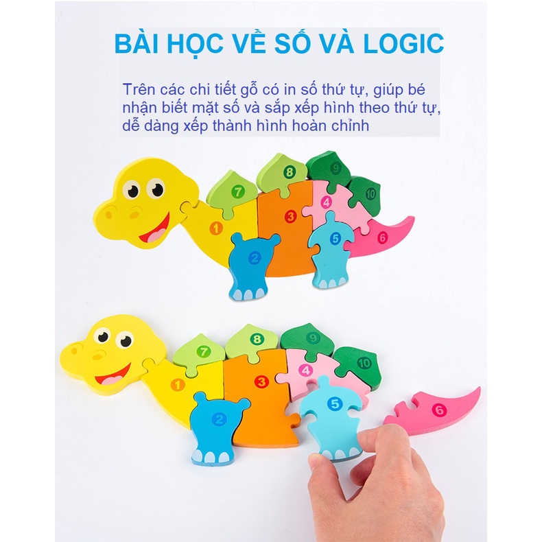 Đồ Chơi Ghép Hình Gỗ Nổi 3D 12 Chủ Đề Giáo cụ Montessori phát triển tư duy và vận động tinh thần