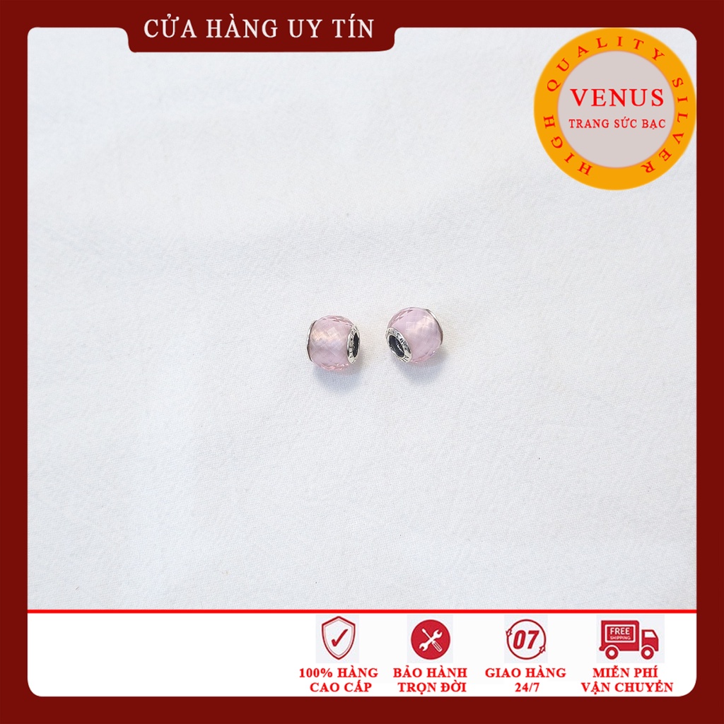 Charm cầu đá hồng- Bạc 925- Msp062