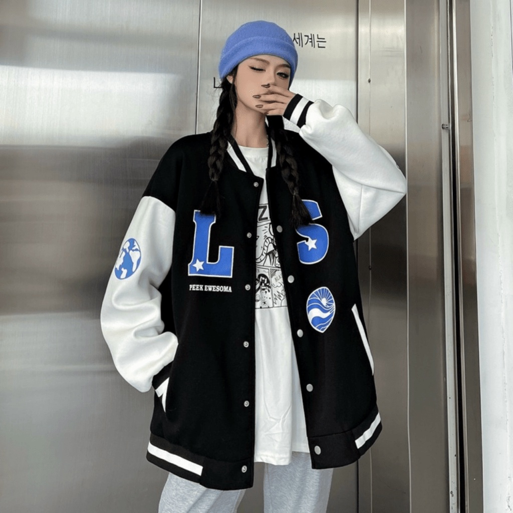 Áo Khoác Nữ Bomber LS Phong Cách Bóng Chày Chất Nỉ Thoáng Mát Form Rộng Che Nắng Thoải Mái Vận Động NEW UNISEX