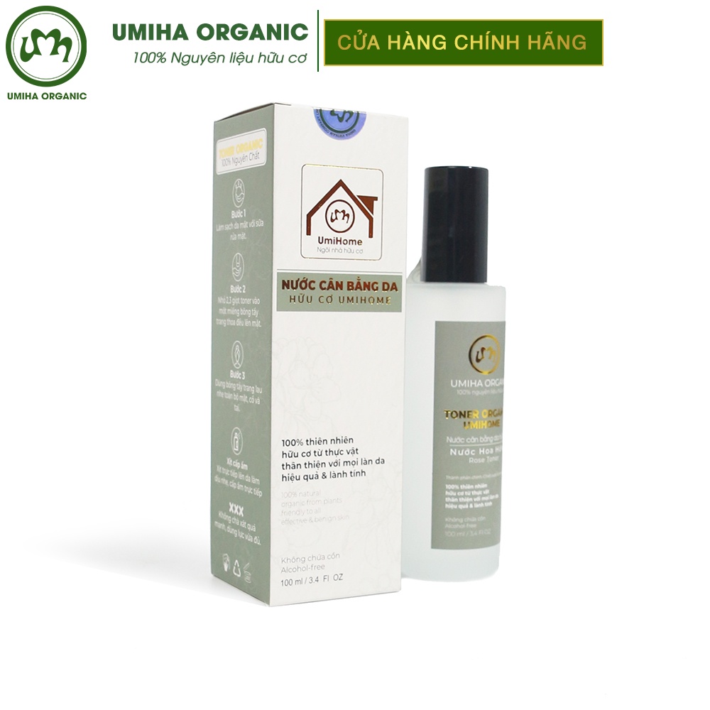 Toner Hoa Hồng Hữu Cơ Umiha Organic 50/100ml Nước Cân Bằng, Dưỡng Trắng, Chống Lão Hoá Da