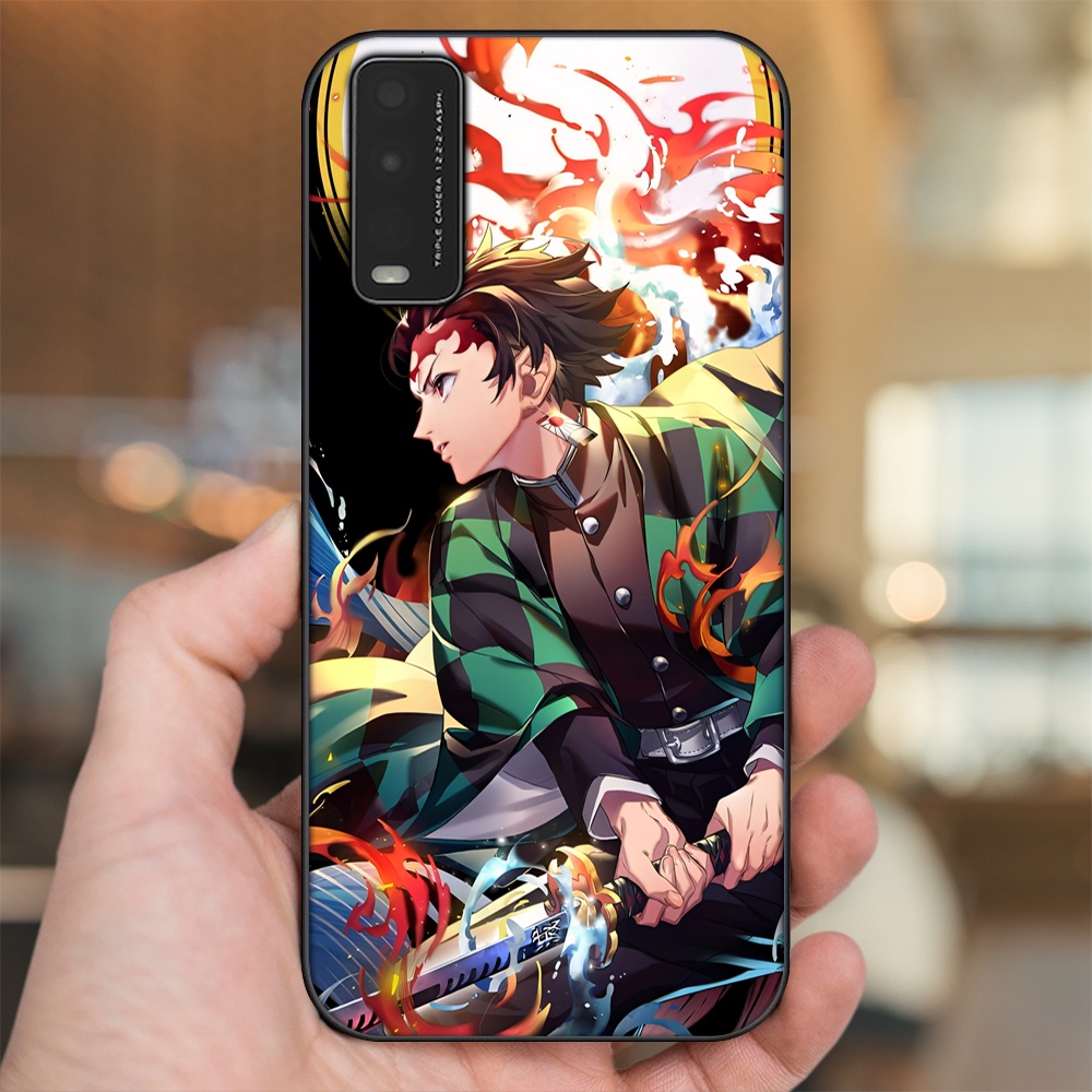 Ốp lưng Vivo Y20, Y20s, Y12s viền đen in hình Tanjiro Kimetsu No Yaiba