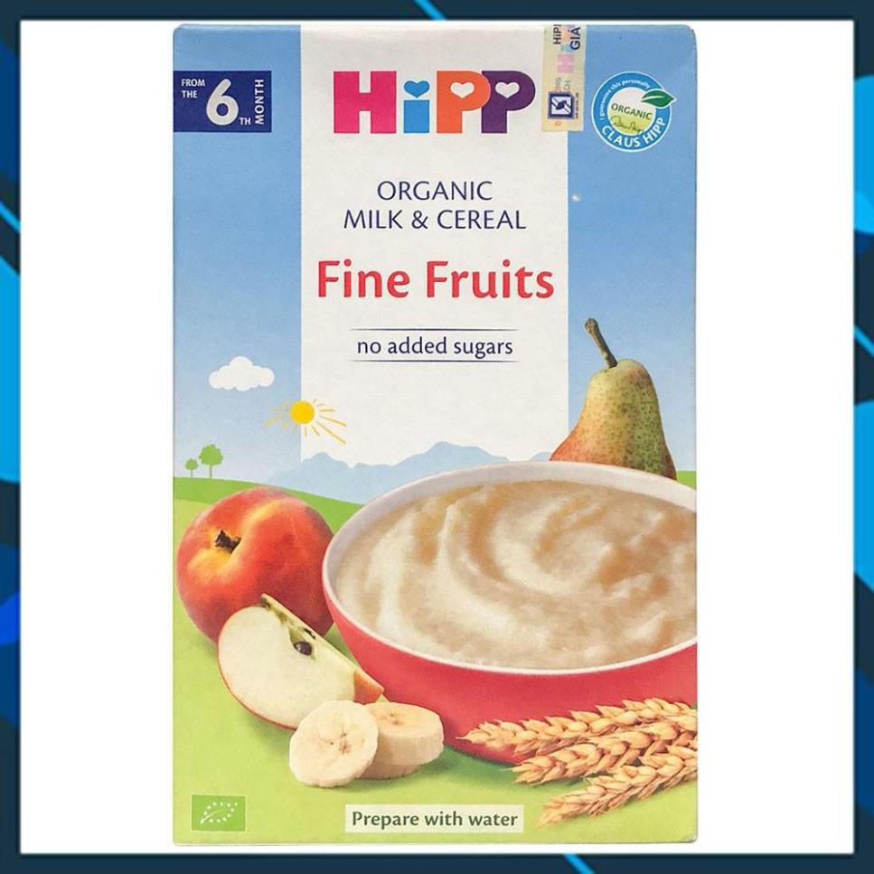 Bột ăn dặm HiPP 250g dinh dưỡng hoa quả tổng hợp (Táo, Chuối, Lê, Mơ) dành cho trẻ từ 6 tháng tuổi trở lên.
