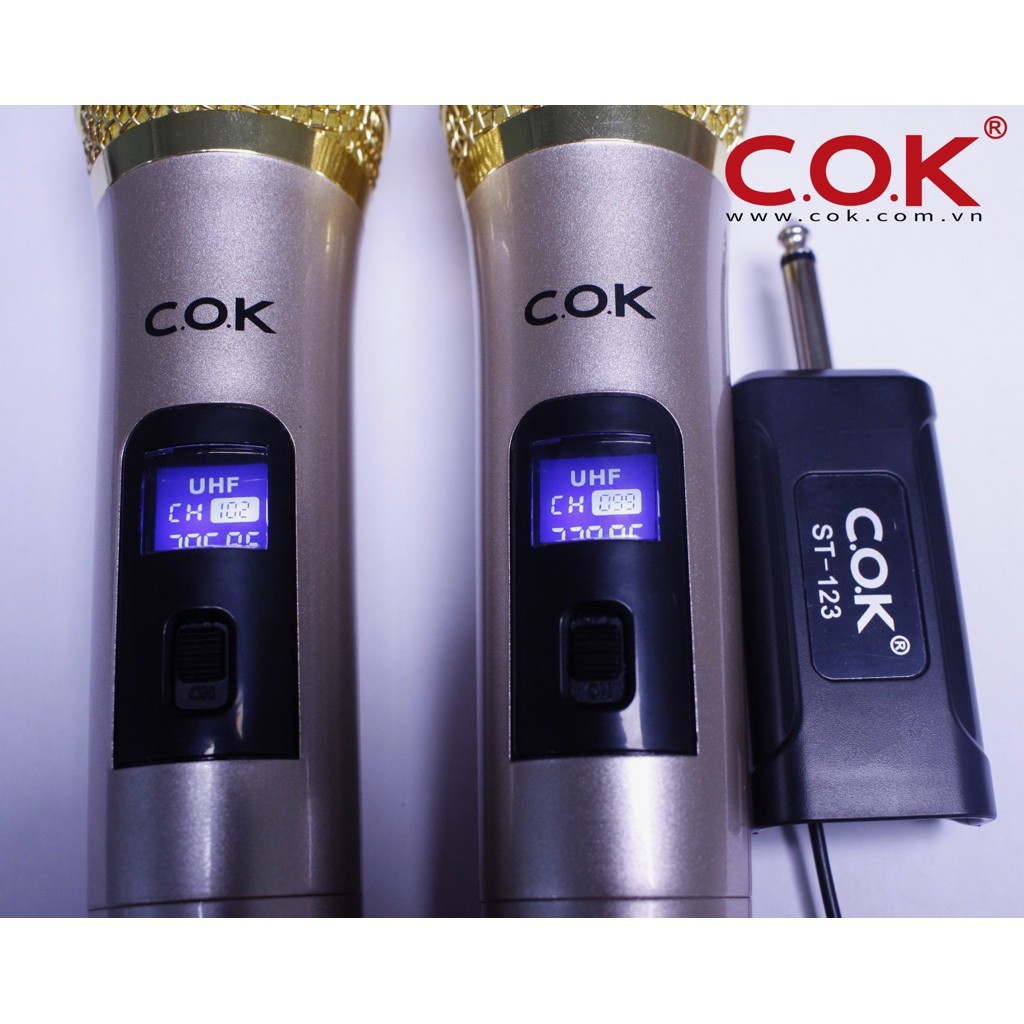 Bộ 2 micro Karaoke không dây đa năng - Micro karaoke cho loa kéo, dàn amply - Micro karaoke UHF COK