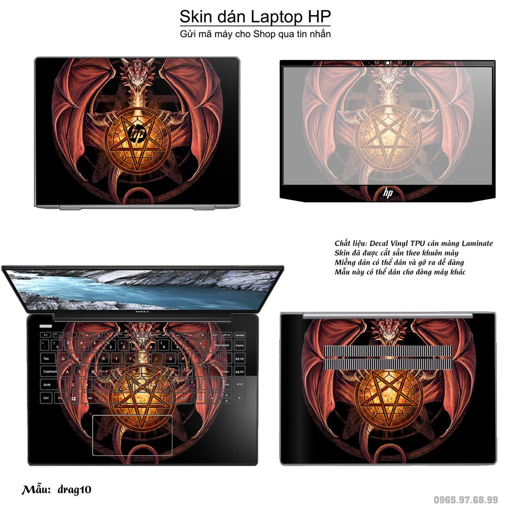 Skin dán Laptop HP in hình rồng (inbox mã máy cho Shop)