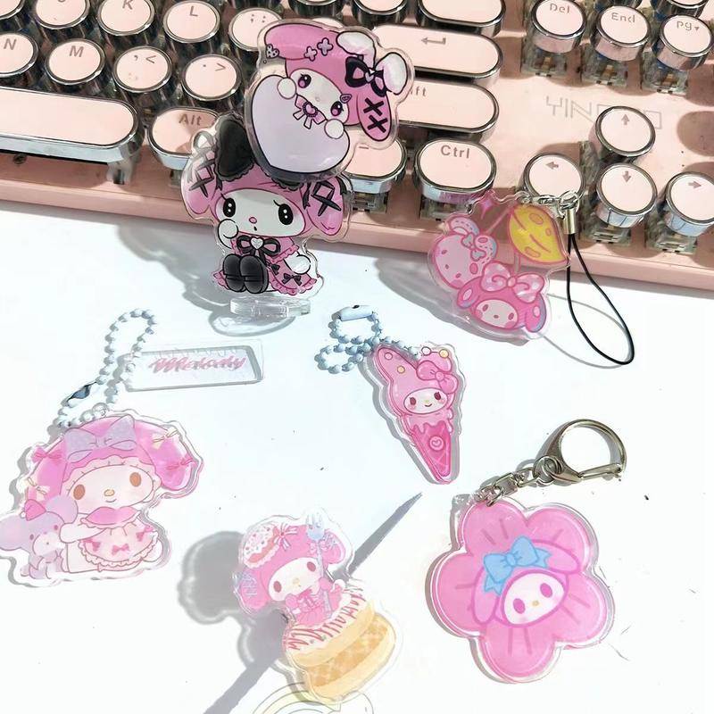 Bộ 7 Mô Hình Sanrio mymelody Kuromi Cinnamoroll Để Bàn Trưng Bày Móc Khóa Bằng Acrylic