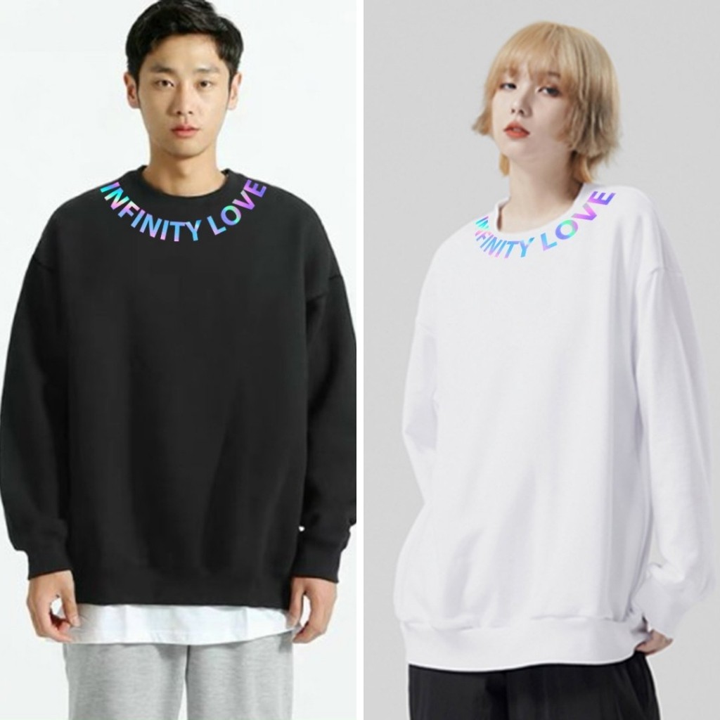 Áo Sweater nỉ phản quang unisex dài tay Infinity Love AS80