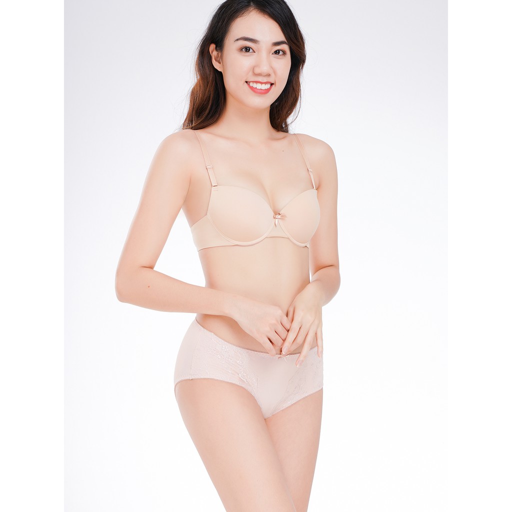 Quần lót Misaki trơn phối ren dáng cơ bản-6229