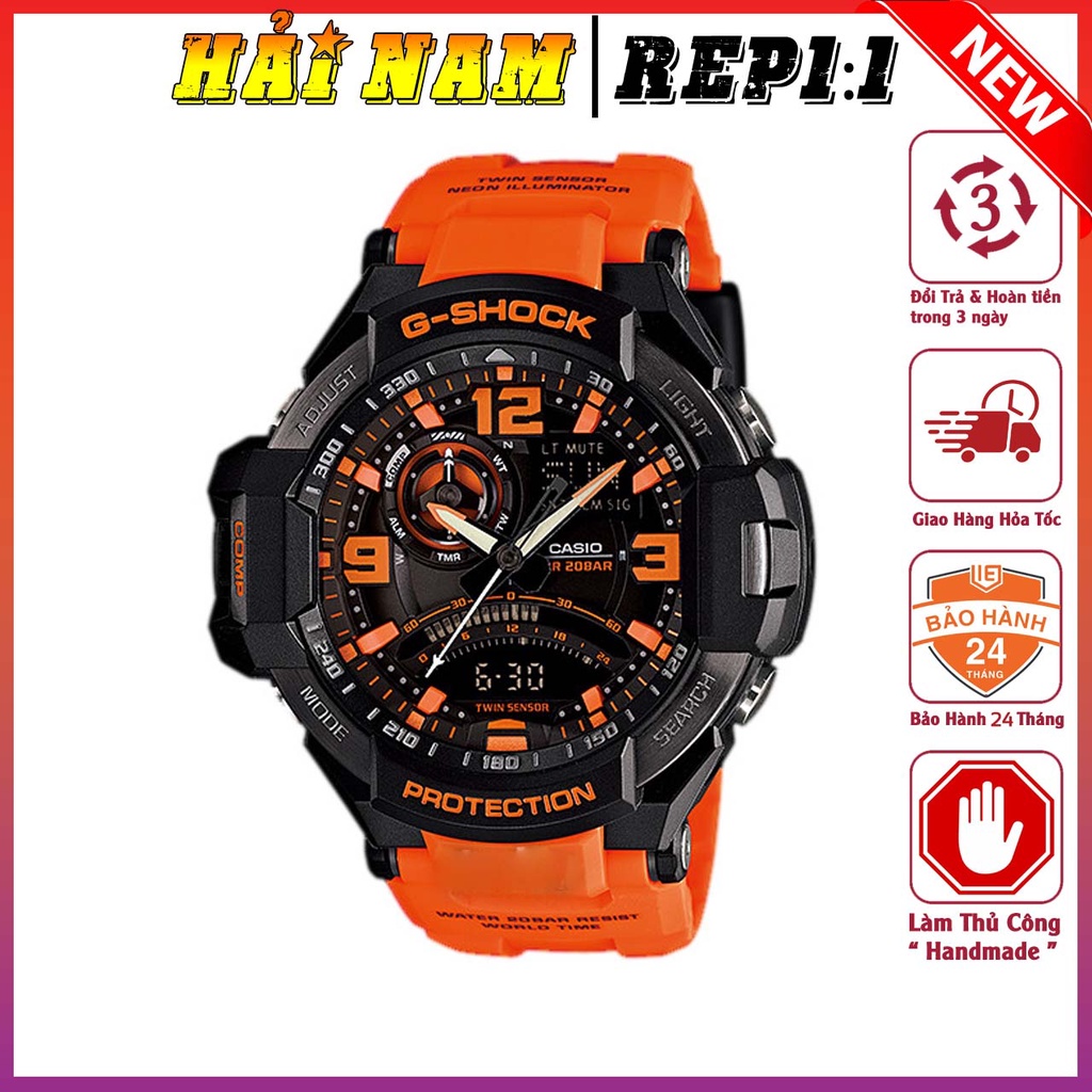 Đồng hồ nam G-Shock.GA-1000-4A.Mặt 51mm,dây cao su,la bàn,đo nhiệt độ,hiển thị kim điện tử.