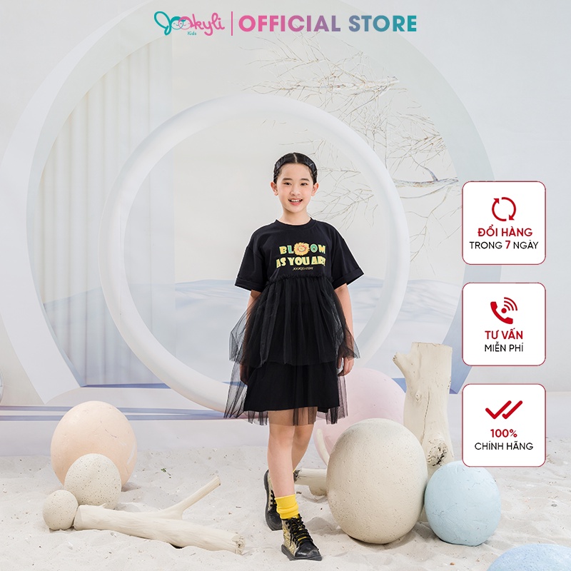 Đầm bé gái JOOKYLI cotton Bloom phối voan 43G0987