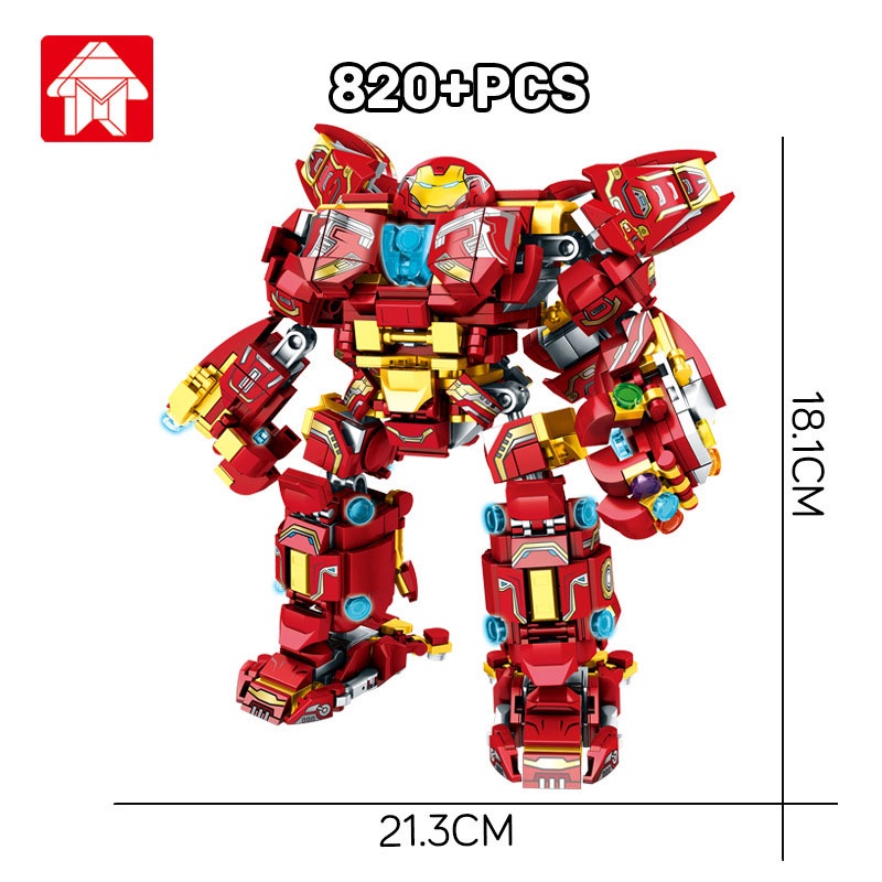 Đồ Chơi Lắp Ráp Xếp Hình Mô Hình Trưng Bày Robot Ironman Hulk Steel Mecha Model LY76038