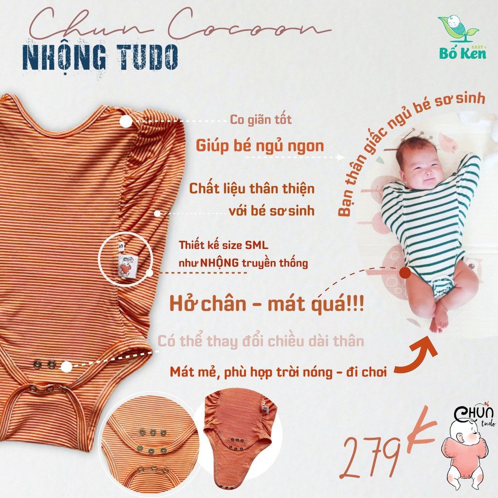 Nhộng chũn, ủ kén hở chân cho bé OME chính hãng Hàn Quốc - Kén ngủ cao cấp sử dụng chất liệu vải co giãn nuoiconkieuhan