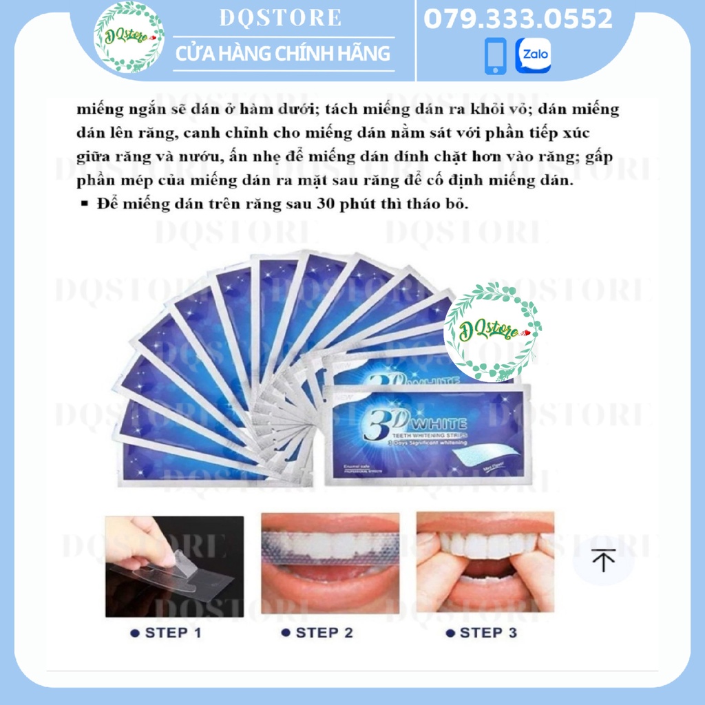 Miếng dán 3D White Teeth Whitening Strips làm trắng răng an toàn và chất lượng