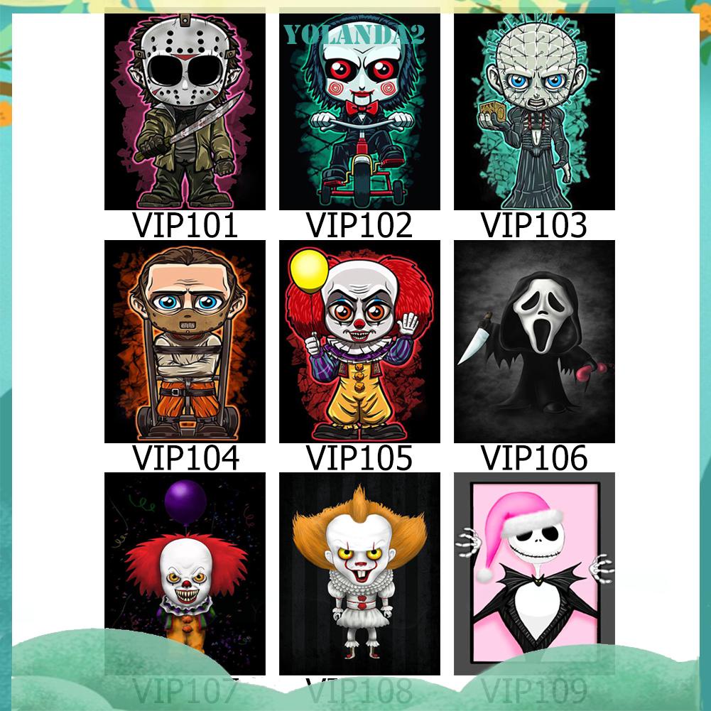 Full Cross Stitch 11CT Clown Skull Stamped Embroidery DIY Halloween Decor