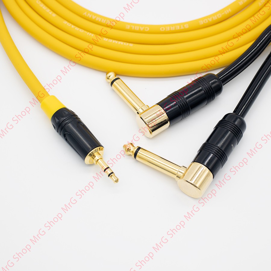 Dây 3.5mm Ra 2 Đầu 6 Ly Góc Vuông Chữ L 1met 2met 3met 4met - MrG