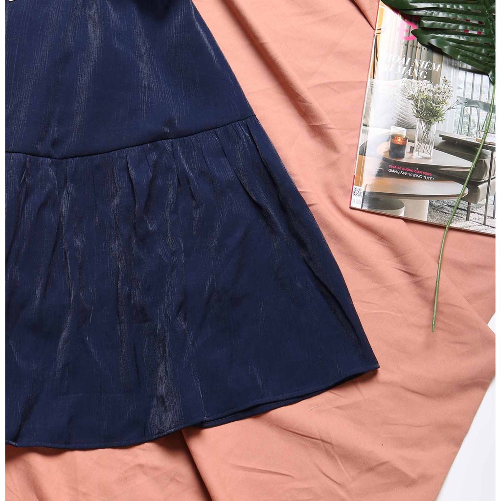 Đầm xanh đen công sở chất liệu organza cao cấp mềm mát | BigBuy360 - bigbuy360.vn