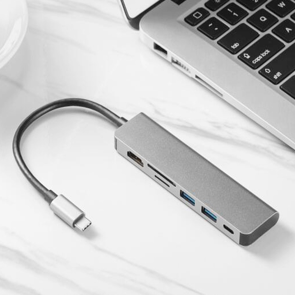 USB 3.0 hub Type C adapter for MacBook Pro / 2018 Air 13 A1932 with HDMI + USB3.0 * 2 + TF + SF + Type 6IN1 / Huawei / Xiaomi