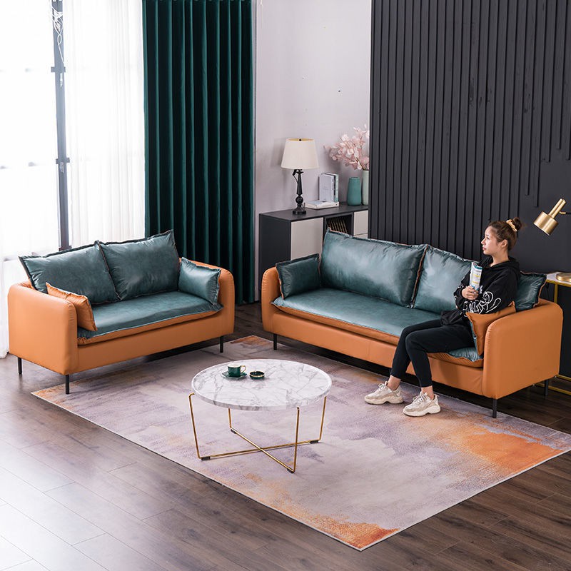 Sofa vải hiện đại kích thước đơn giản phòng khách chung cư ba người nội thất ghế trường kỷ cao su công nghệ kết hợp
