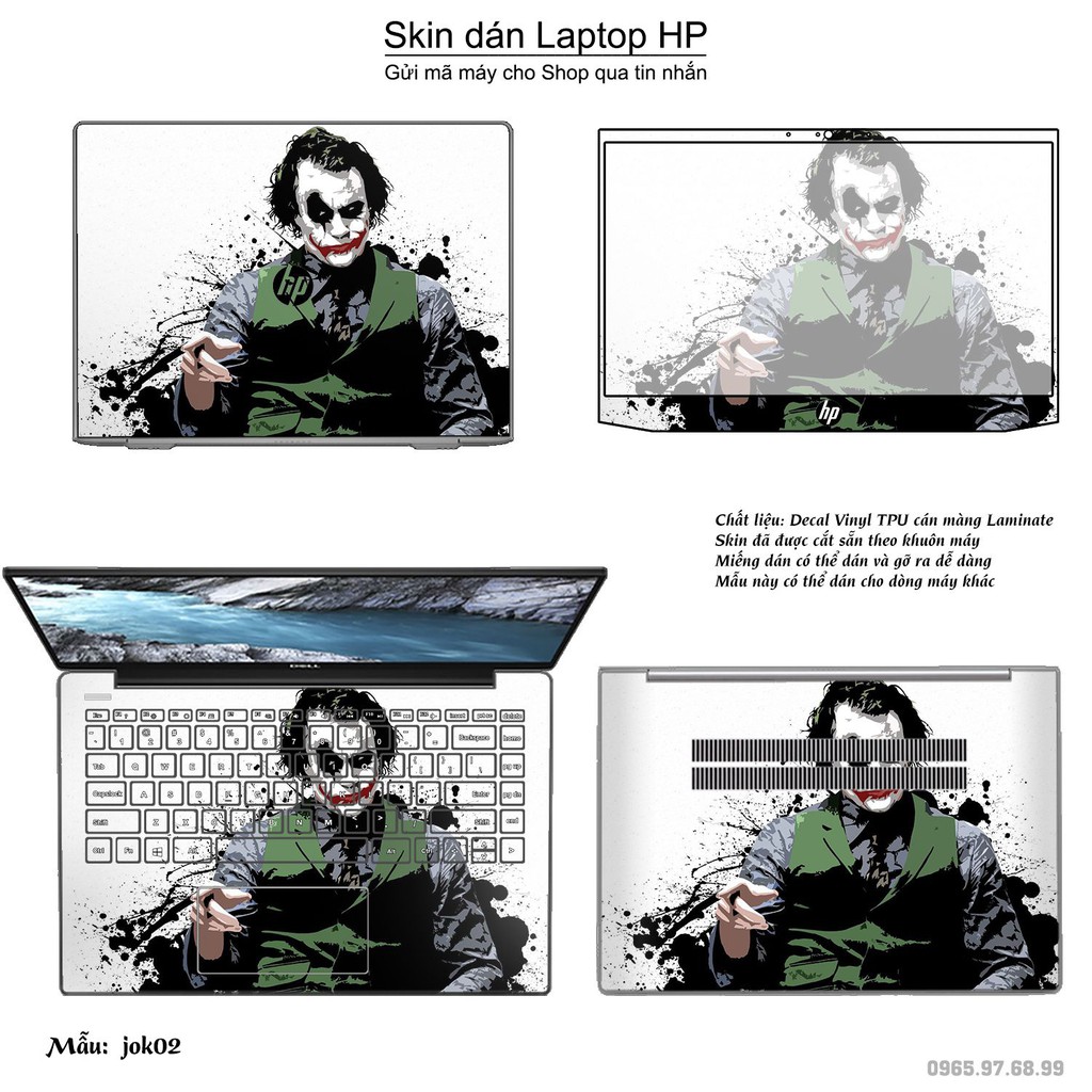 Skin dán Laptop HP in hình Joker (inbox mã máy cho Shop)