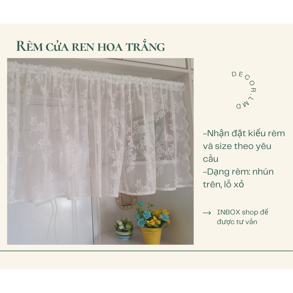 rèm ren che kệ bếp ,phong cách hiện đại, màn vải treo tường trang trí decor phòng ngủ