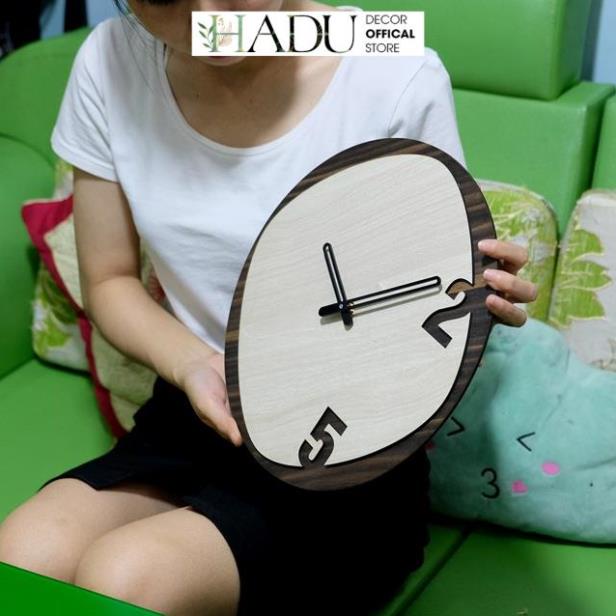 Đồng hồ treo tường trang trí phòng khách Decor bằng gỗ - HaduDecor