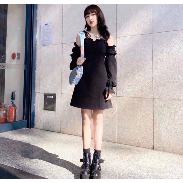 Váy bánh bèo trễ vai tay bồng🌵ẢNH THẬT🌵CÓ MÚT NGỰC mẫu váy tay bồng dáng xòe nữ tính điệu đà, lên form chuẩn - L017 | BigBuy360 - bigbuy360.vn