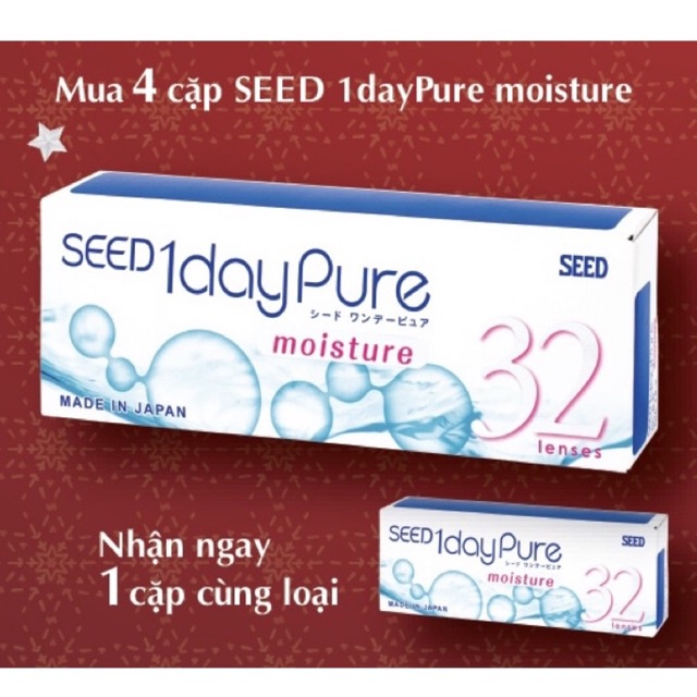 Kính áp tròng SEED 1 ngày không màu hộp có độ hộp 16 cặp - lens SEED 1 ngày trong 1day Pure