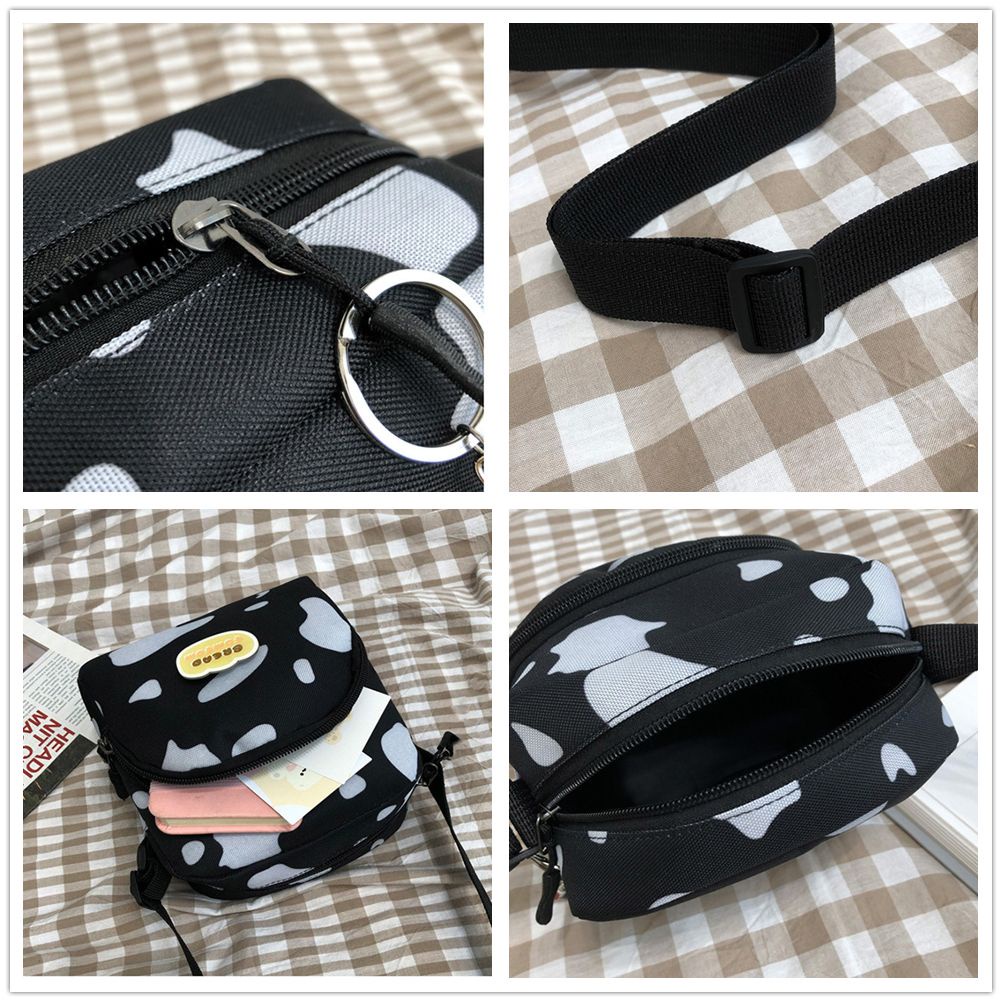 Túi đeo chéo có thể đeo vai họa tiết bò sữa thời trang sành điệu cho nữ