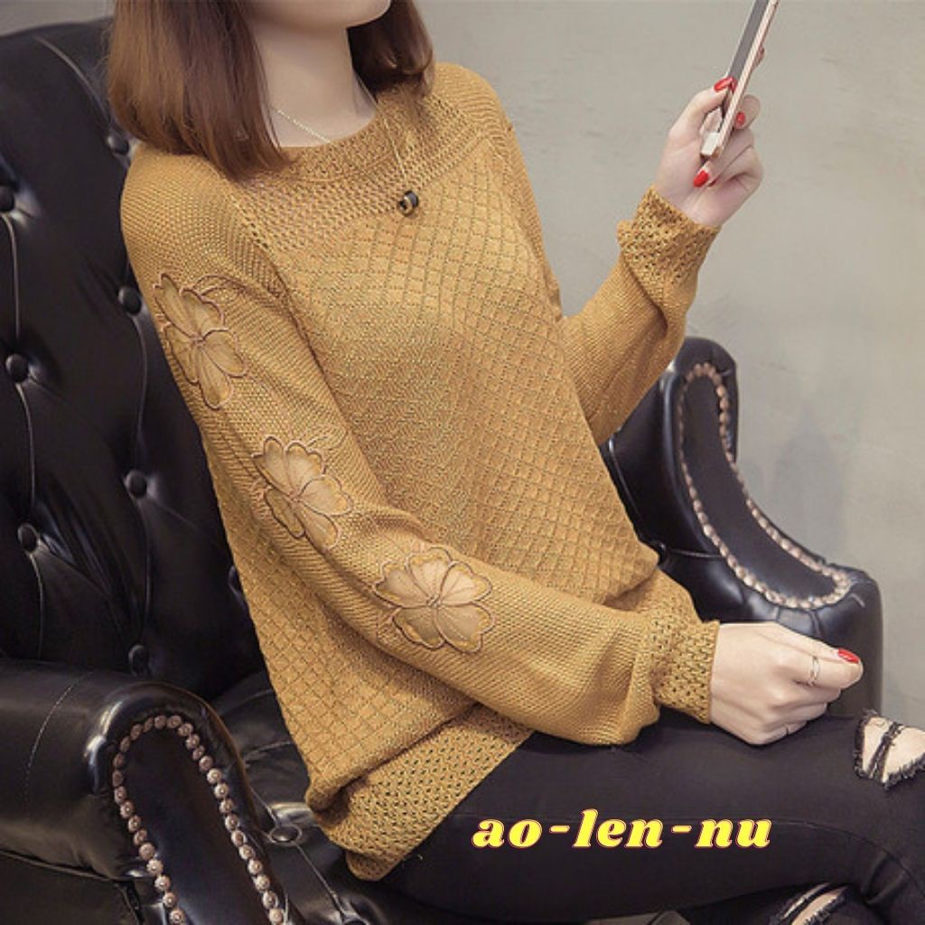 Áo Len Nữ❤️AL03❤️Phiên Bản Áo Len Tay Phối Ren Hoa Xinh Xắn | BigBuy360 - bigbuy360.vn